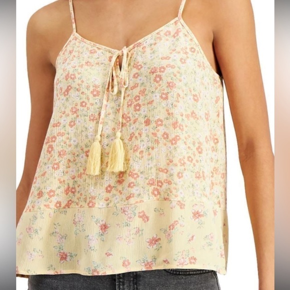 🟢NWT Hippe Rose  yellow floral tank top - Picture 1 of 2